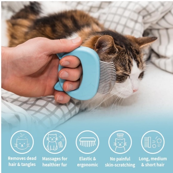 Cat Comb for Short & Long Hair Removal Soft Massaging Deshedding Pet Comb - Picture 2 of 6